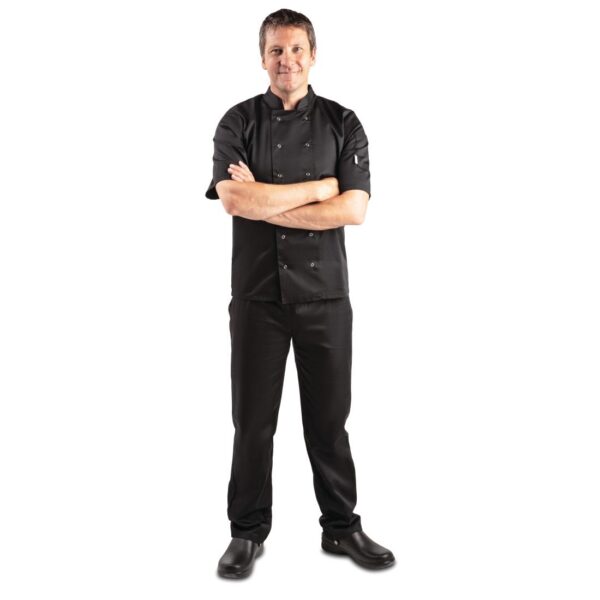 Whites Vegas Unisex Chefs Jacket Short Sleeve Black S (5 Pack) - Image 9
