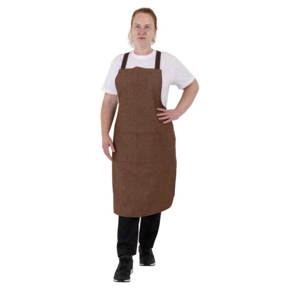 Southside X-Cross Back Bib Apron Denim Tan - Image 2