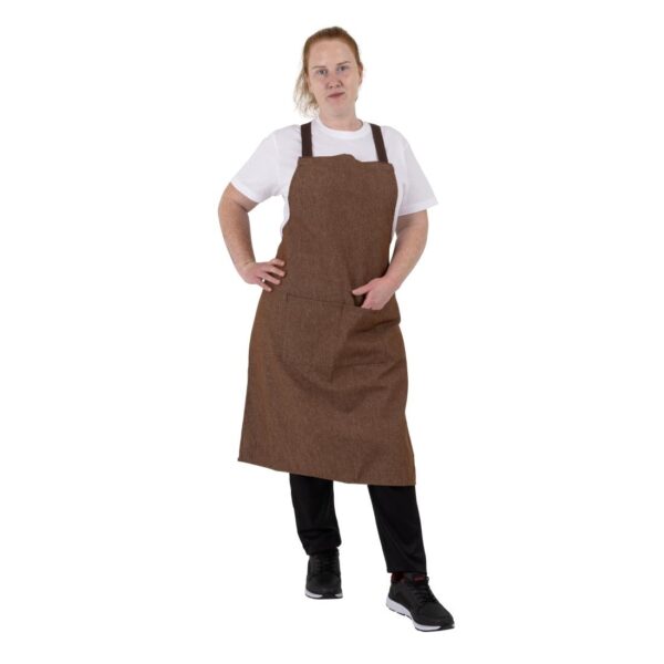 Southside X-Cross Back Bib Apron Denim Tan - Image 3