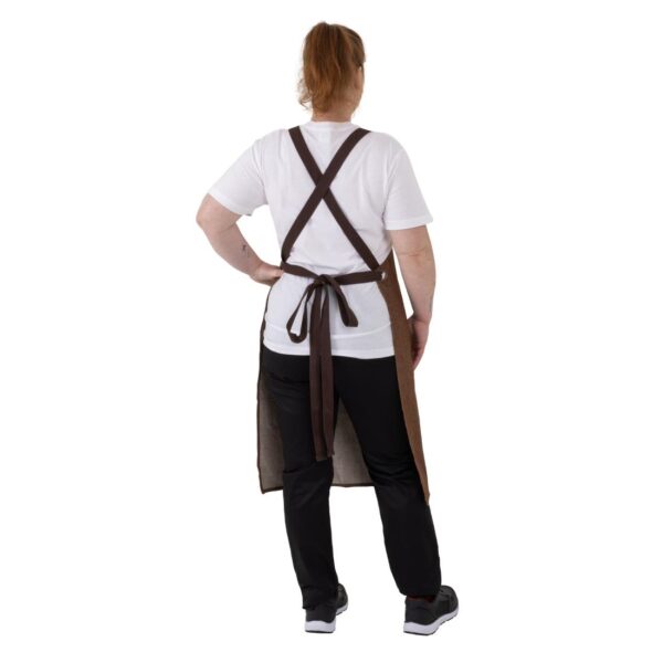 Southside X-Cross Back Bib Apron Denim Tan - Image 4