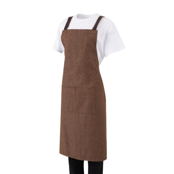 Southside X-Cross Back Bib Apron Denim Tan - Image 5