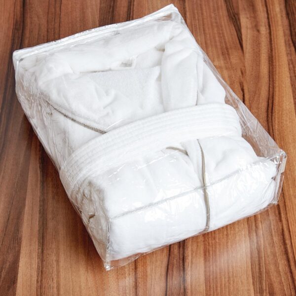Mitre Heritage Ambassador White Bathrobe with Taupe Piping Extra Large - Image 2