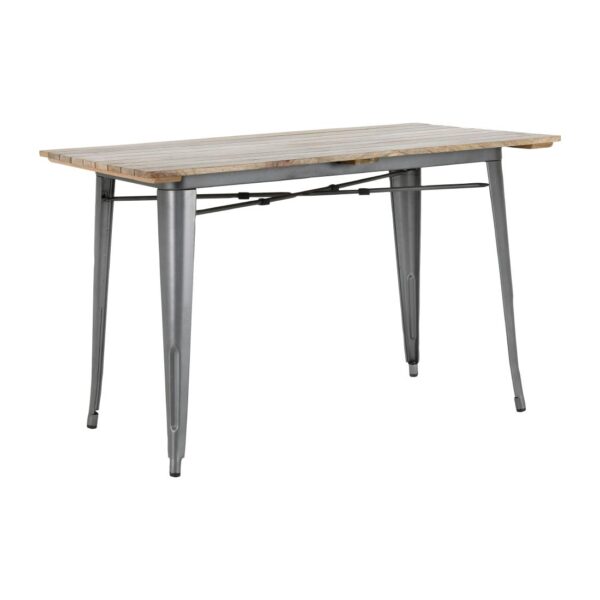 Bolero Bistro Dining Table Slatted Mango Wood Top Gunmetal 1200mm