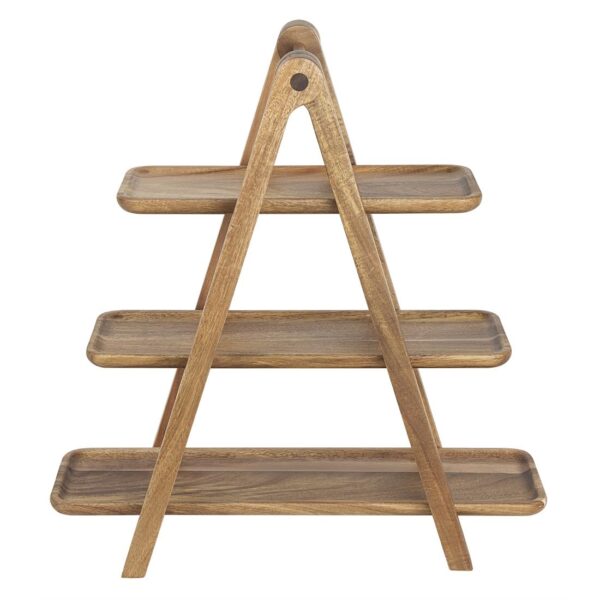 Olympia Acacia Wood 3-Tier Serving Trays with Display Stand - Image 2