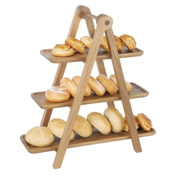 Olympia Acacia Wood 3-Tier Serving Trays with Display Stand - Image 4