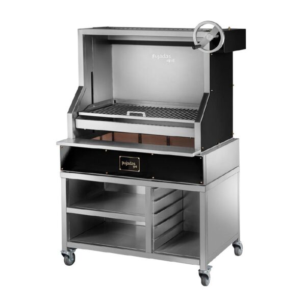 Pujadas Open Grill with Rod Bars and Mobile Cabinet