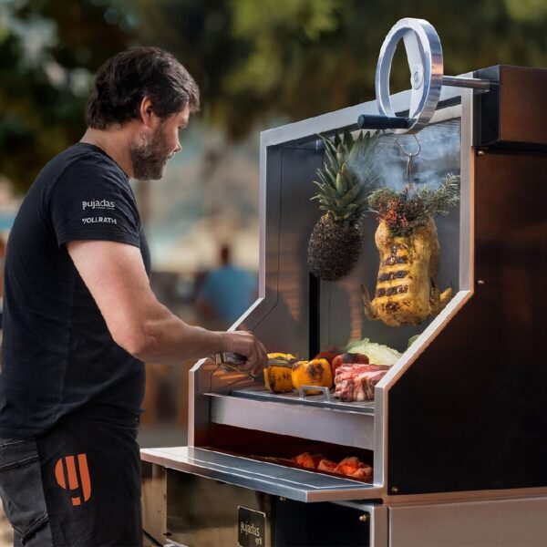 Pujadas Open Grill with V-Shaped Bars and Mobile Cabinet - Image 3