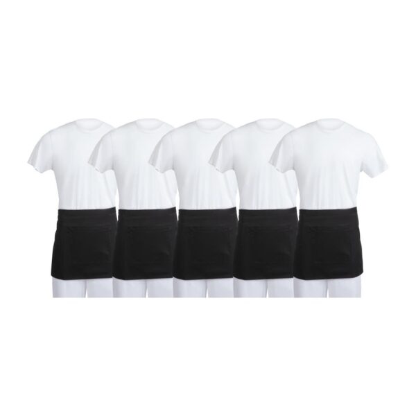 Whites Short Bistro Apron Black (5 Pack)