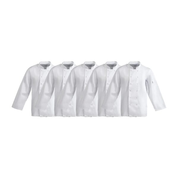 Whites Vegas Unisex Chefs Jacket Long Sleeve White M (5 Pack)