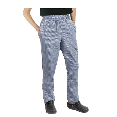 Chef Works Essential Baggy Pants Small Blue Check