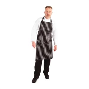 Whites Bib Apron Butchers Stripe Black