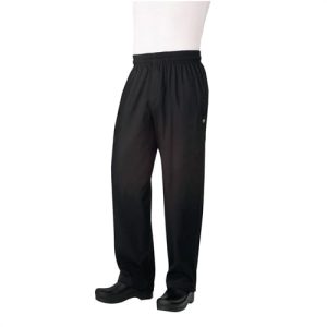 Chef Works Unisex Basic Baggy Zip Fly Chefs Trousers Black