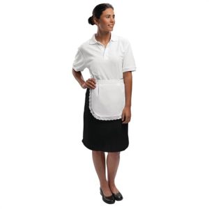 Whites Waitress Apron  With Trim