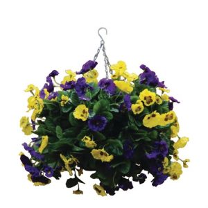 22" Purple and Yellow Artificial Pansies Ball