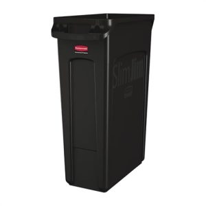 Rubbermaid Slim Jim Container With Venting Channels Black 87Ltr