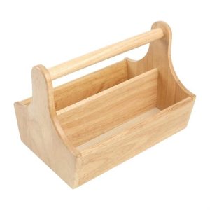 Hevea Wood Condiment Basket with Handle