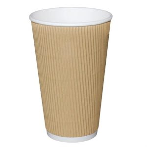 Fiesta Ripple Wall Takeaway Coffee Cups Kraft 455ml / 16oz