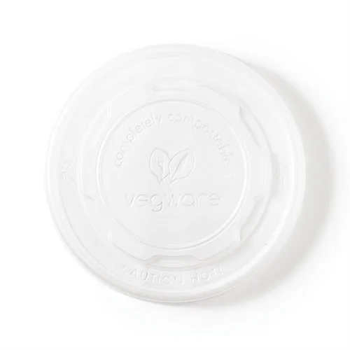 Vegware Compostable Hot Food Pot Flat Lids 350ml / 12oz and 455ml / 16oz