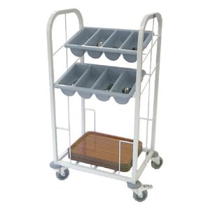 Craven Steel Two Tier Cutlery and Tray Dispense Trolley