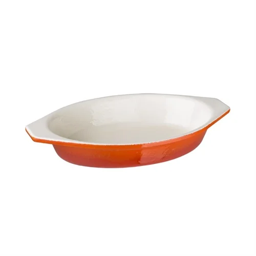 Vogue Orange Oval Cast Iron Gratin 650ml