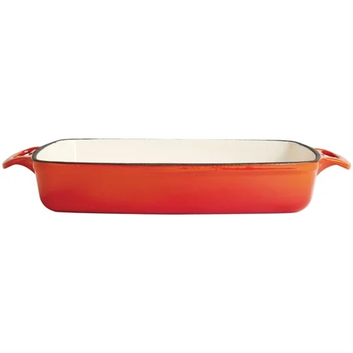 Vogue Orange Rectangular Cast Iron Dish 2.8Ltr