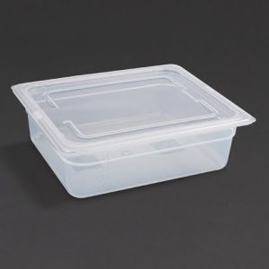 Vogue Polypropylene 1/2 Gastronorm Container with Lid 100mm