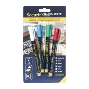 Securit 2mm Liquid Chalk Pens Assorted Colours (Pack of 4)