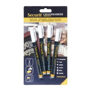 Securit 2mm Liquid Chalk Pens White (Pack of 4)