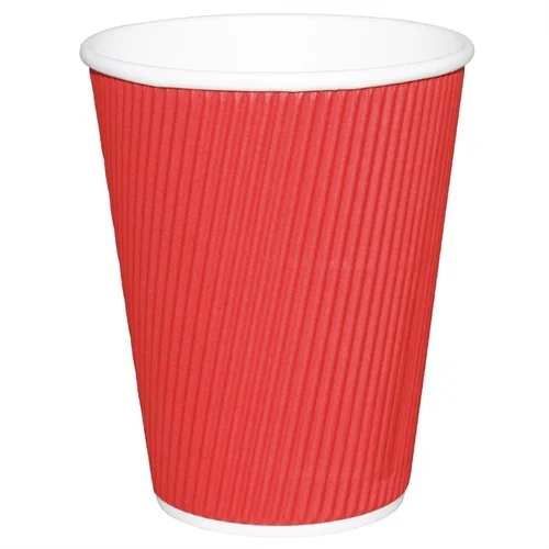 Fiesta Ripple Wall Takeaway Coffee Cups Red 340ml / 12oz