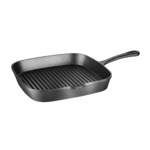 Vogue Square Cast Iron Ribbed Skillet Pan