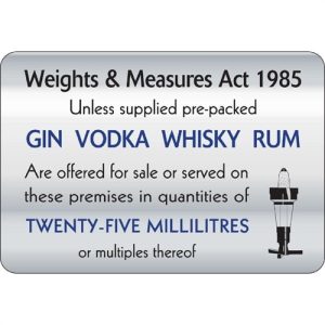 25ml Weights & Measures Act Sign